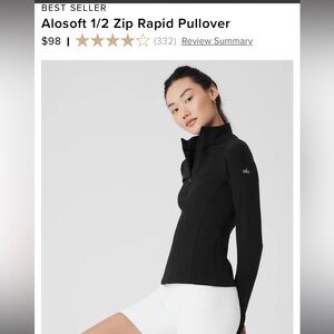 Alo Yoga AloSoft 1/2 Zip Pullover- Size Small- worn once!